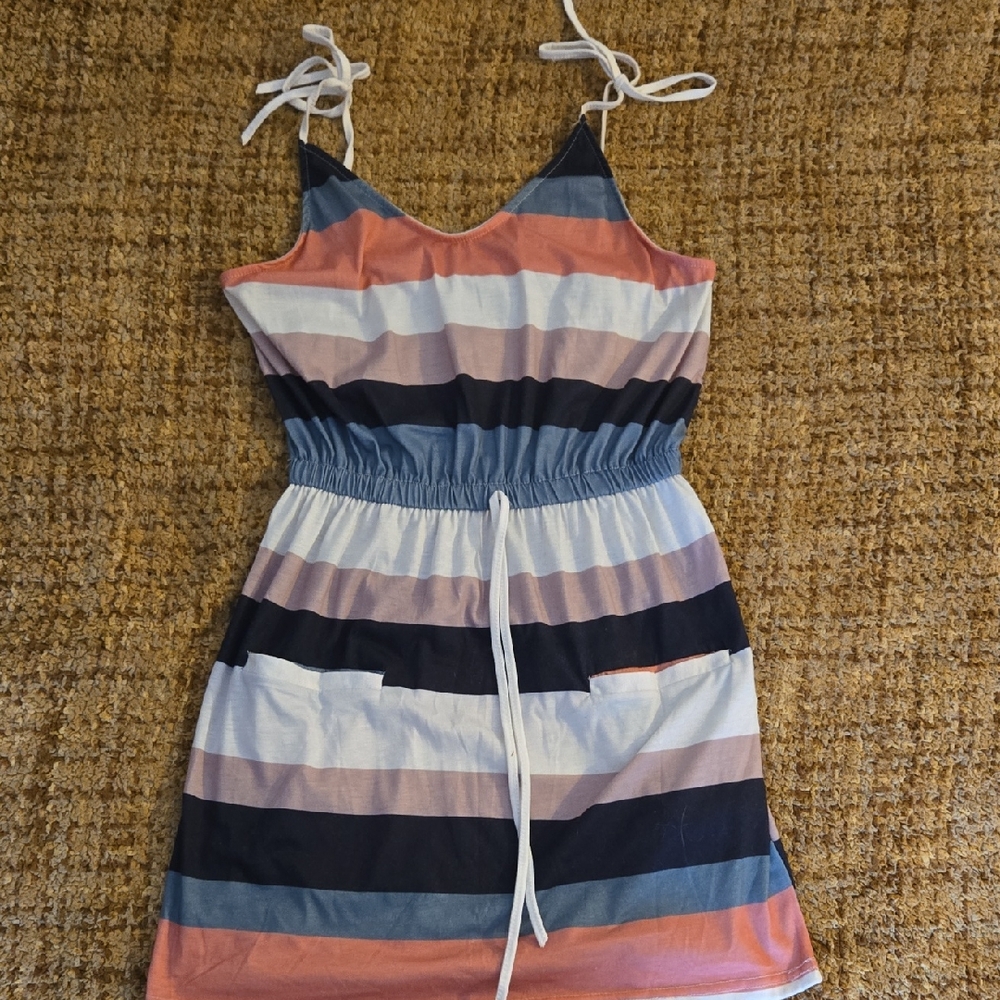 Striped Midi Dress with Adjustable Straps